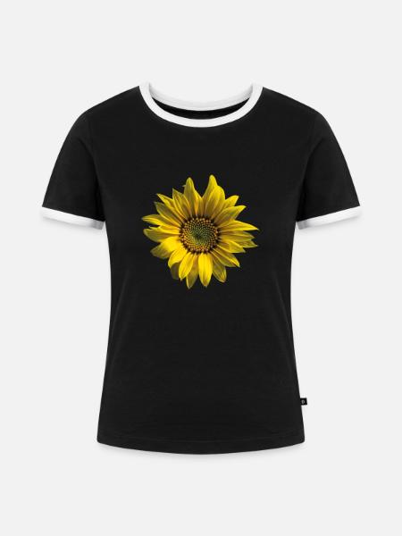 Sonnenblume - Frauen Kontrast-T-Shirt - Schwarz/Weiß