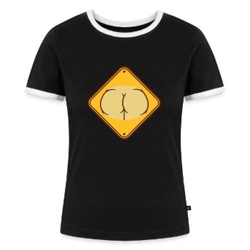 popo po arsch hintern hinterteil sexy girl frau we - Frauen Kontrast-T-Shirt - Schwarz/Weiß - Vorne - Selfina (174cm)