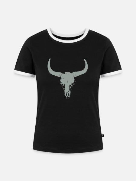 Buffalo Skull - Frauen Kontrast-T-Shirt - Schwarz/Weiß