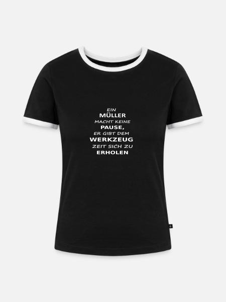 mueller - Frauen Kontrast-T-Shirt - Schwarz/Weiß