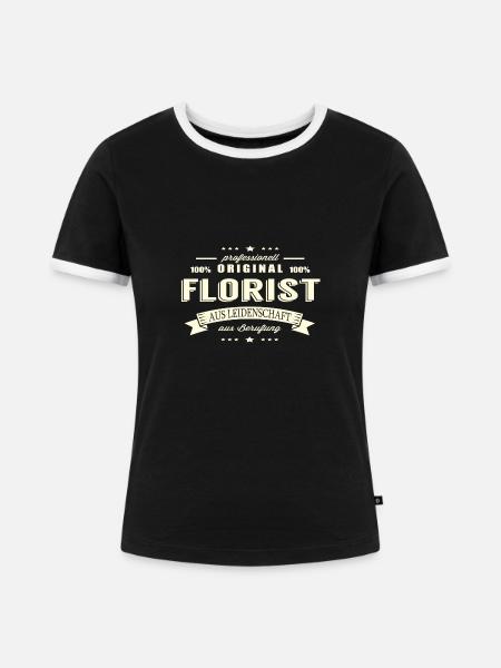 Florist aus Leidenschaft - Frauen Kontrast-T-Shirt - Schwarz/Weiß
