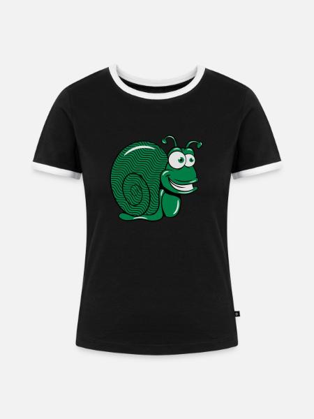 schnecke lustig witzig - Frauen Kontrast-T-Shirt - Schwarz/Weiß