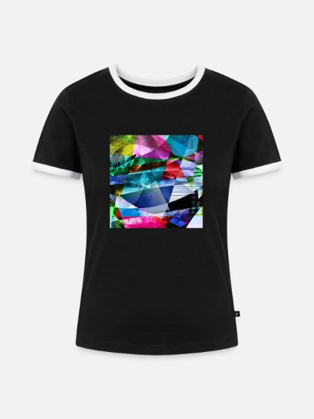Kaleidoskop polygonal - Frauen Kontrast-T-Shirt - Schwarz/Weiß