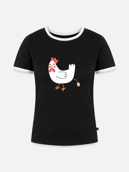 Huhn ein Ei! - Frauen Kontrast-T-Shirt - Schwarz/Weiß