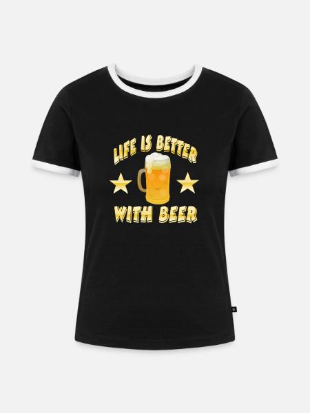 Bier - Frauen Kontrast-T-Shirt - Schwarz/Weiß