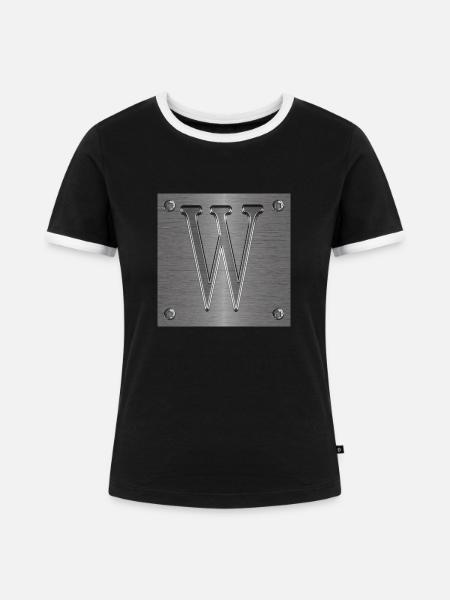 Monogramm W - Frauen Kontrast-T-Shirt - Schwarz/Weiß
