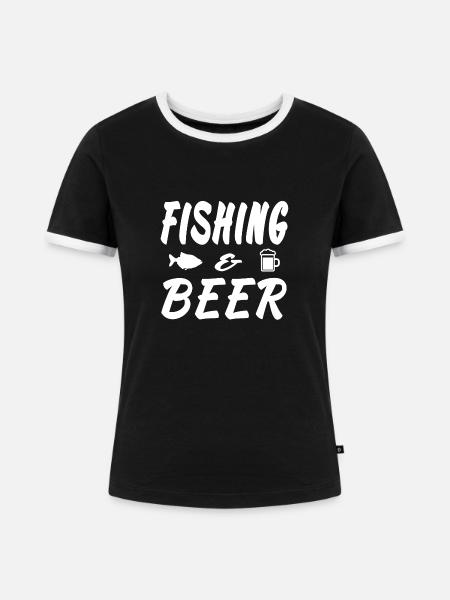 Angeln - Frauen Kontrast-T-Shirt - Schwarz/Weiß