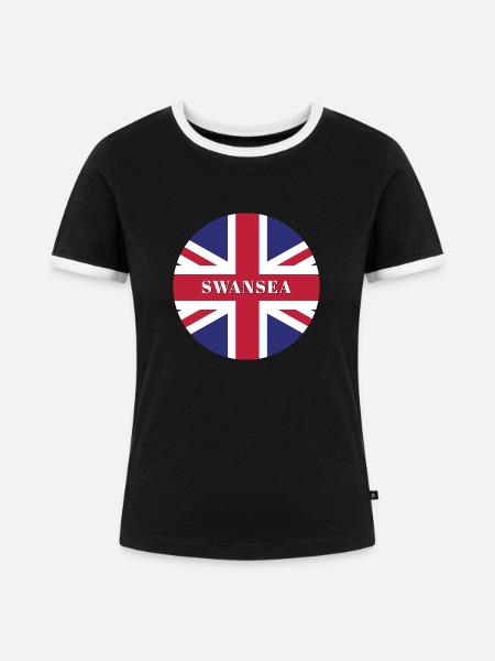 Swansea - Frauen Kontrast-T-Shirt - Schwarz/Weiß