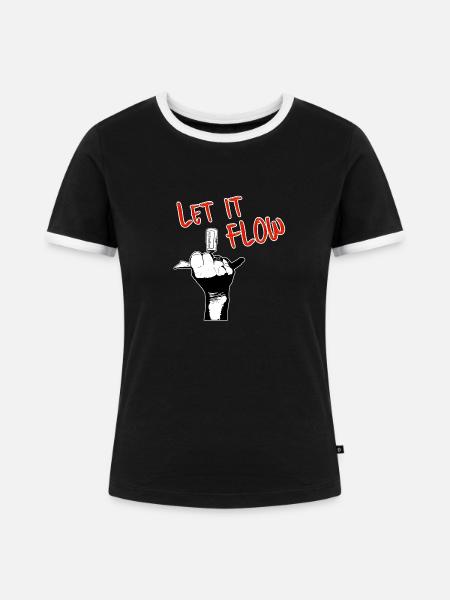 LASS ES FLIEẞEN MÄDCHEN - Frauen Kontrast-T-Shirt - Schwarz/Weiß