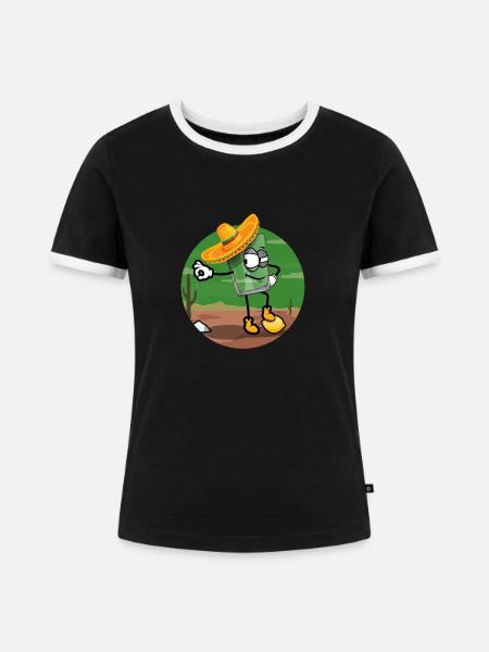 Tommy Tequilla - Frauen Kontrast-T-Shirt - Schwarz/Weiß