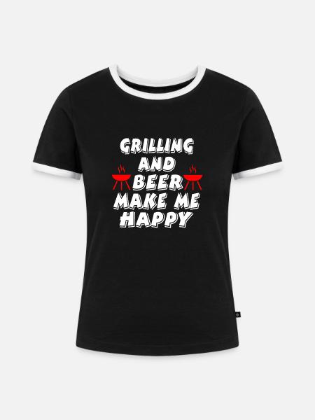 Grillen - Frauen Kontrast-T-Shirt - Schwarz/Weiß