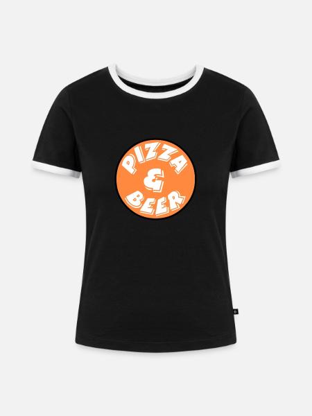Pizza - Frauen Kontrast-T-Shirt - Schwarz/Weiß