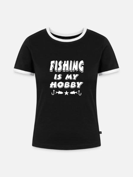 Angeln - Frauen Kontrast-T-Shirt - Schwarz/Weiß