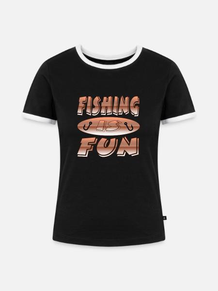 Angeln - Frauen Kontrast-T-Shirt - Schwarz/Weiß