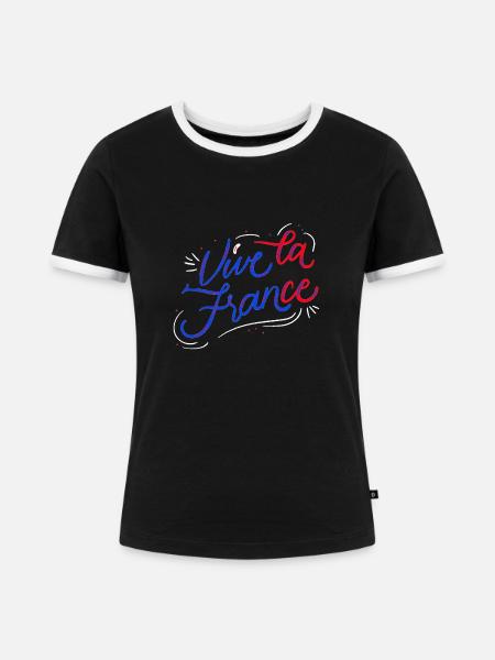Es lebe das Frankreich - Frauen Kontrast-T-Shirt - Schwarz/Weiß