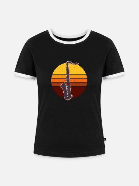 Retro Saxophone Geschenkidee - Frauen Kontrast-T-Shirt - Schwarz/Weiß