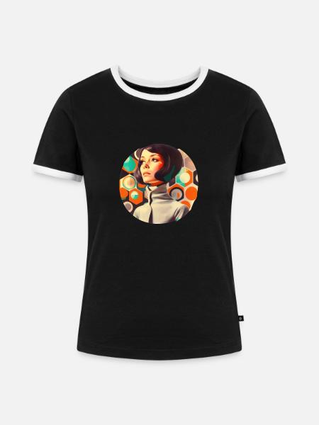 Retro Flash No29 - Frauen Kontrast-T-Shirt - Schwarz/Weiß