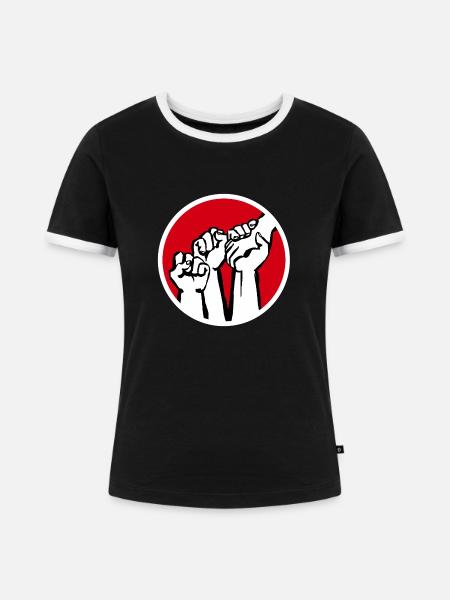 Fäuste1b - Frauen Kontrast-T-Shirt - Schwarz/Weiß