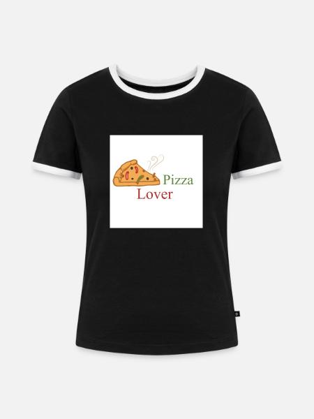 Pizza Lover - Frauen Kontrast-T-Shirt - Schwarz/Weiß