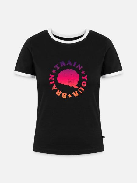 Train your Brain - Frauen Kontrast-T-Shirt - Schwarz/Weiß