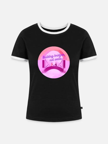 Brücken - Frauen Kontrast-T-Shirt - Schwarz/Weiß