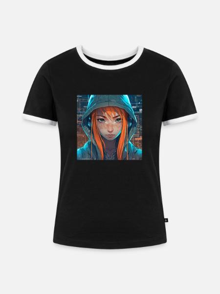 Tech Girl - Frauen Kontrast-T-Shirt - Schwarz/Weiß