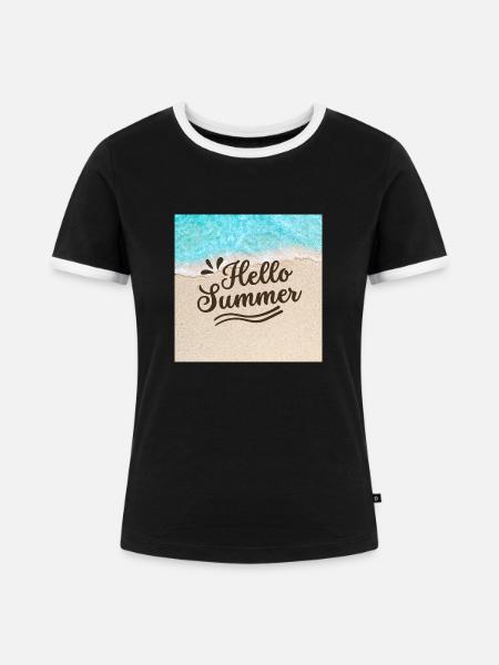 Hallo Sommer - Frauen Kontrast-T-Shirt - Schwarz/Weiß
