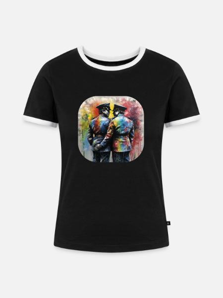 Bobby Liebe - Frauen Kontrast-T-Shirt - Schwarz/Weiß
