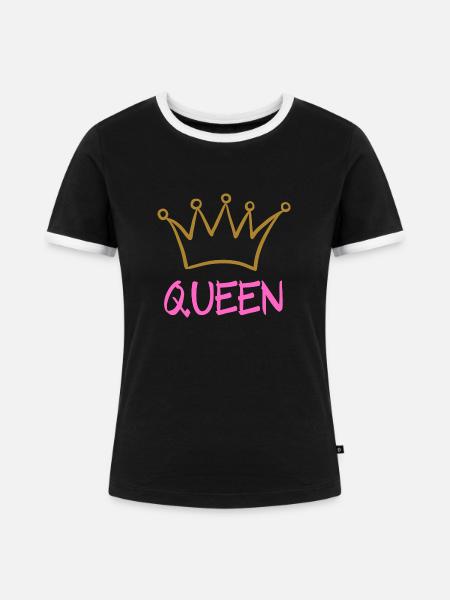 QUEEN 3 - Frauen Kontrast-T-Shirt - Schwarz/Weiß