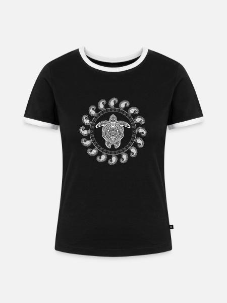 Schildkröte Natur Tier - Frauen Kontrast-T-Shirt - Schwarz/Weiß