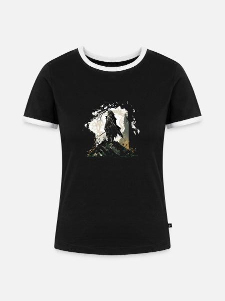 Fantasy-Friedhof - Frauen Kontrast-T-Shirt - Schwarz/Weiß