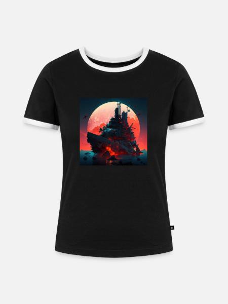Schlachtschiff - Frauen Kontrast-T-Shirt - Schwarz/Weiß