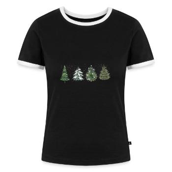 Weihnachtsbaum - Frauen Kontrast-T-Shirt - Schwarz/Weiß - Vorne - Selfina (174cm)