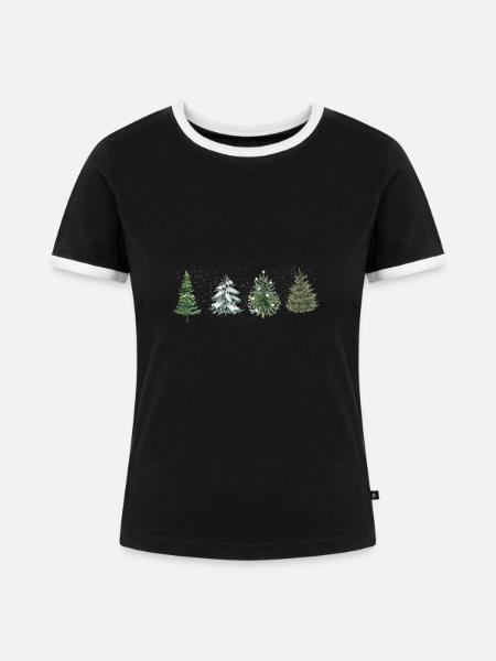 Weihnachtsbaum - Frauen Kontrast-T-Shirt - Schwarz/Weiß