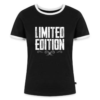 Limited Edition - Frauen Kontrast-T-Shirt - Schwarz/Weiß - Vorne - Selfina (174cm)