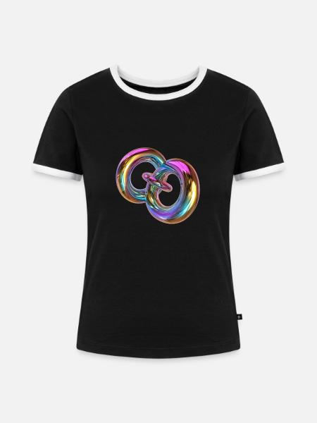 Drei Ringe - Frauen Kontrast-T-Shirt - Schwarz/Weiß