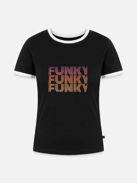 Funky Retro - Frauen Kontrast-T-Shirt - Schwarz/Weiß