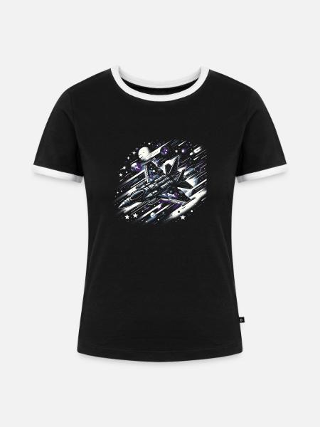 Herausragendes Kampfschiff - Frauen Kontrast-T-Shirt - Schwarz/Weiß