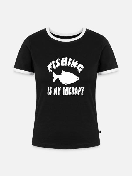 Angeln - Frauen Kontrast-T-Shirt - Schwarz/Weiß