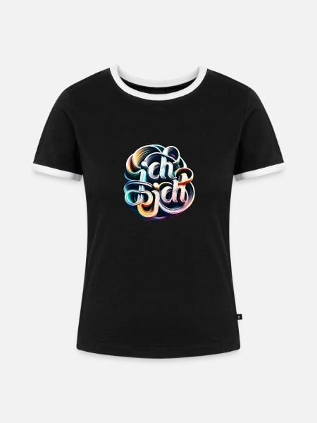 Selbstliebe im Wirbe - Frauen Kontrast-T-Shirt - Schwarz/Weiß