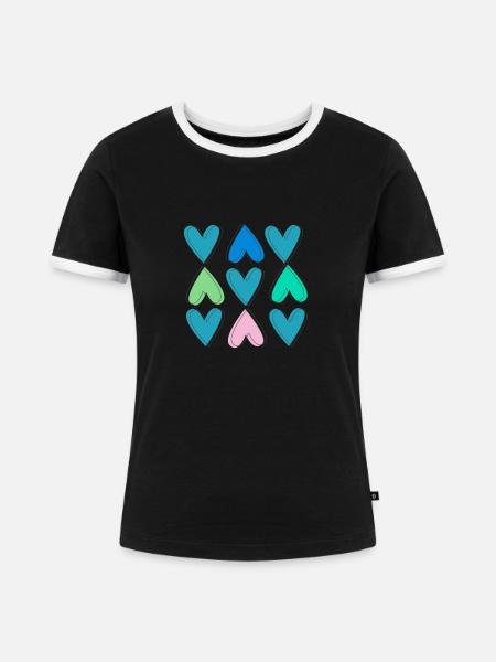 love - Frauen Kontrast-T-Shirt - Schwarz/Weiß