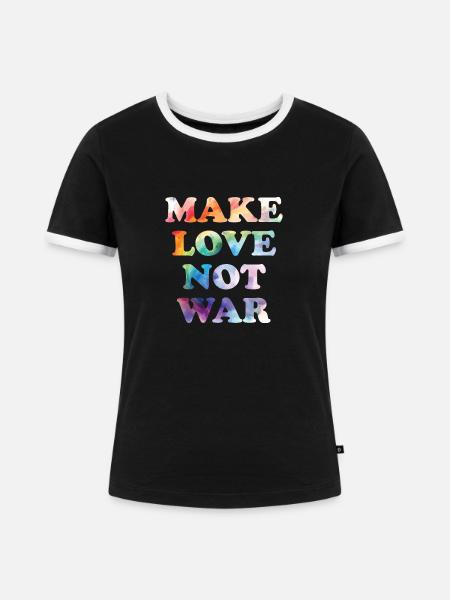 Make Peace not War - Frauen Kontrast-T-Shirt - Schwarz/Weiß