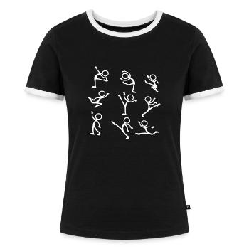 Neon Strichmännchen Menschen Kunst Illustrationen Karikatur - Frauen Kontrast-T-Shirt - Schwarz/Weiß - Vorne - Selfina (174cm)