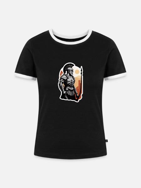 Römischer Centurio-Offizier - Frauen Kontrast-T-Shirt - Schwarz/Weiß