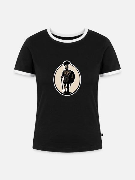 Römischer Centurio-Offizier - Frauen Kontrast-T-Shirt - Schwarz/Weiß