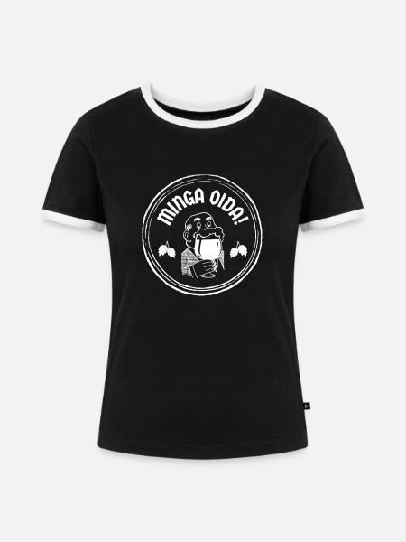 Minga Oida! - Frauen Kontrast-T-Shirt - Schwarz/Weiß