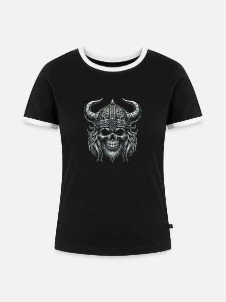 Tapferkeit der Wikinger - Frauen Kontrast-T-Shirt - Schwarz/Weiß