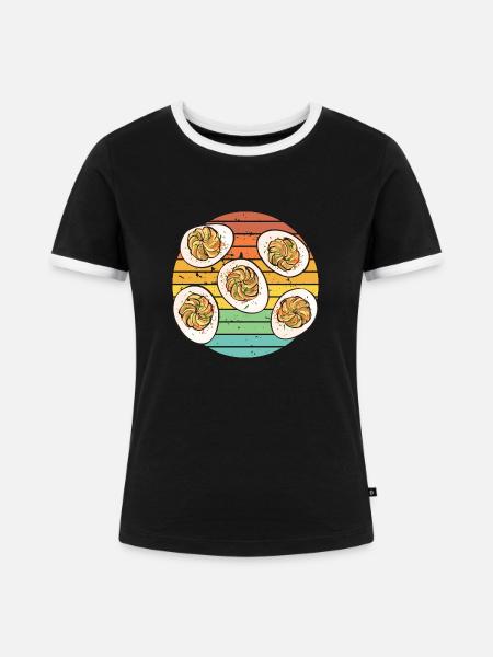 Gefüllte Eier Deviled Eggs - Frauen Kontrast-T-Shirt - Schwarz/Weiß