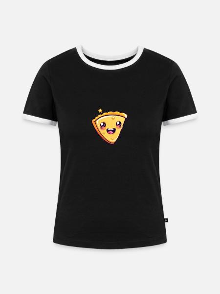 Fröhlicher Kuchen - Frauen Kontrast-T-Shirt - Schwarz/Weiß
