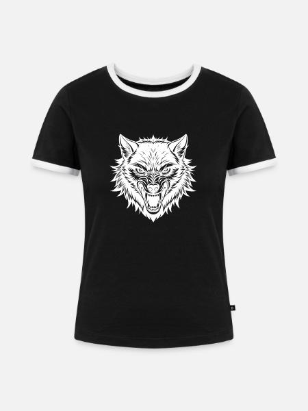 Alpha Wolf - Frauen Kontrast-T-Shirt - Schwarz/Weiß